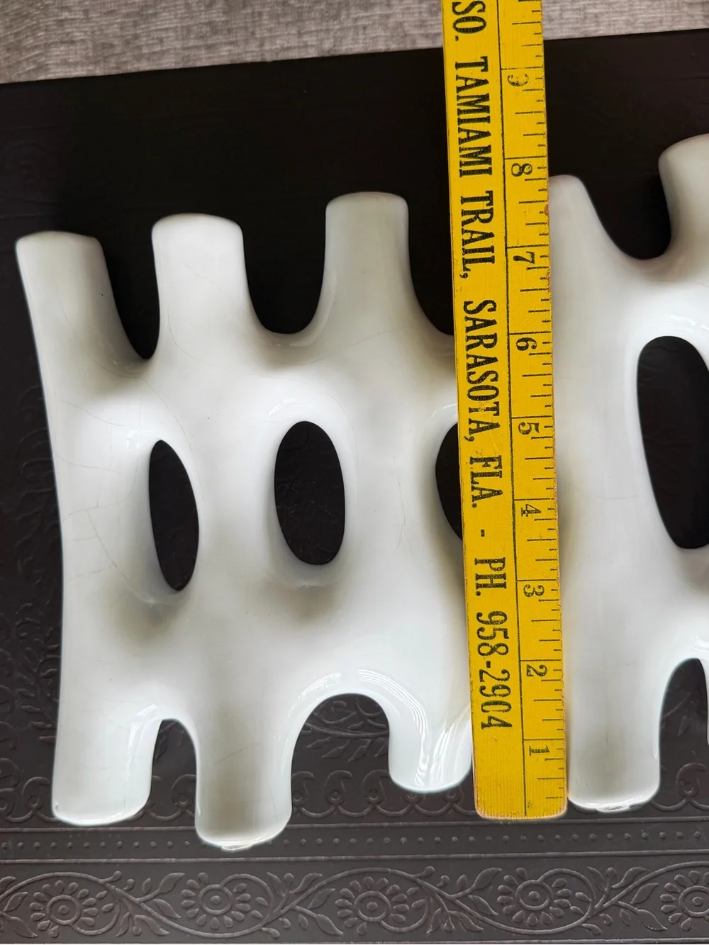 VTG Postmodern White Ceramic Biomorphic Ikebana Vase Sculptural Openwork Pottery